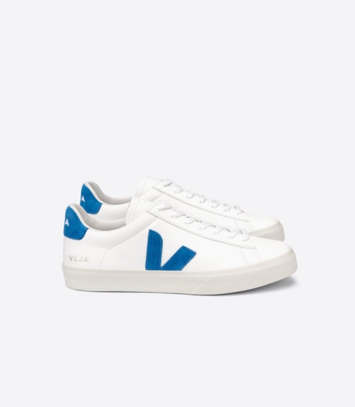 Veja Campo Chromefree Couro Branco Sueco Azul