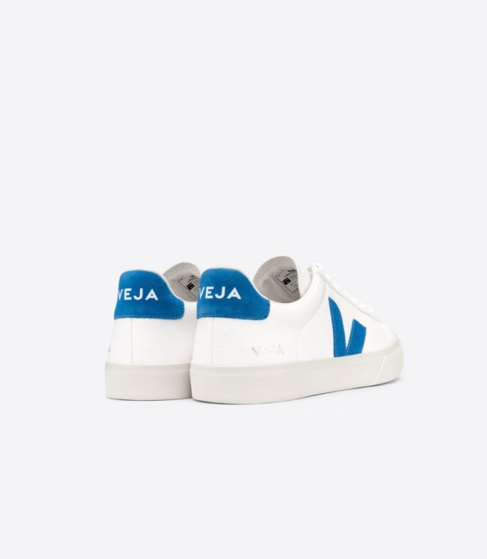 Veja Campo Chromefree Couro Branco Sueco Azul