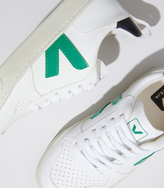 Veja Cadarços V-10 Cwl Branco Esmeralda Preto
