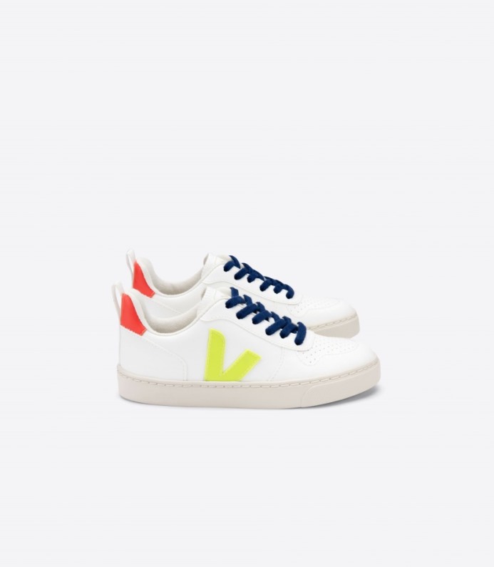 Veja Cadarços V-10 Cwl Branco Fluo Amarelo Fluo Laranja