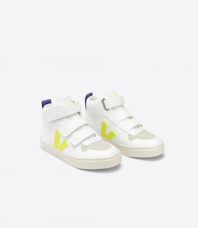 Veja V-10 Mid Cwl Branco Jaune-fluo Roxo
