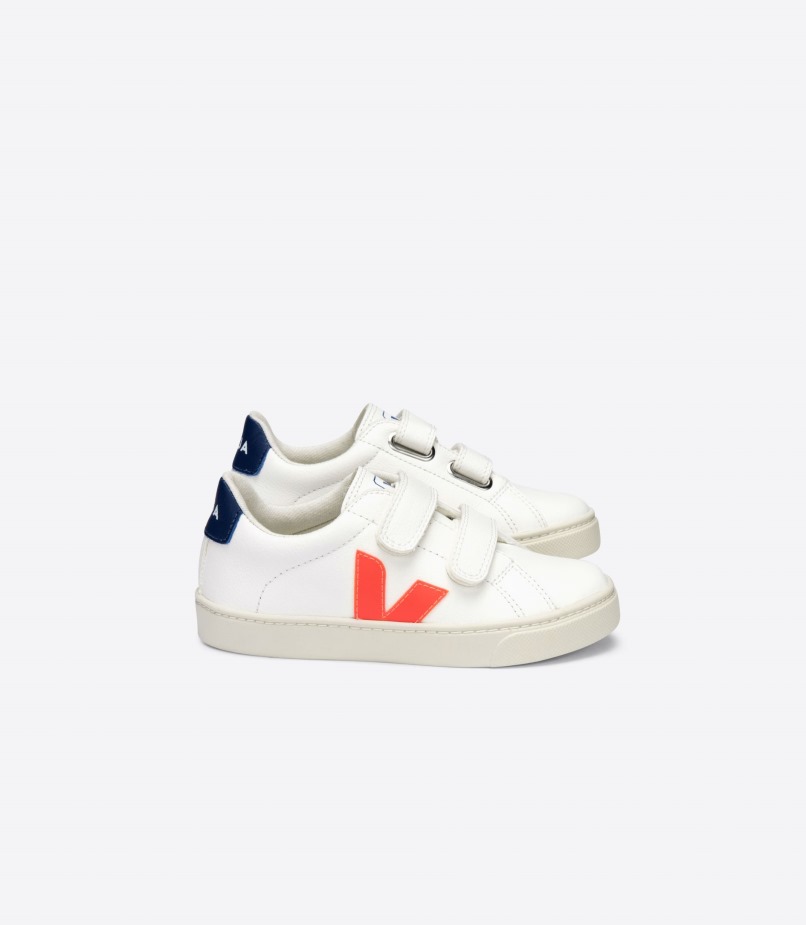 Couro Sem Cromo Branco Laranja Fluo Cobalt Premium Veja