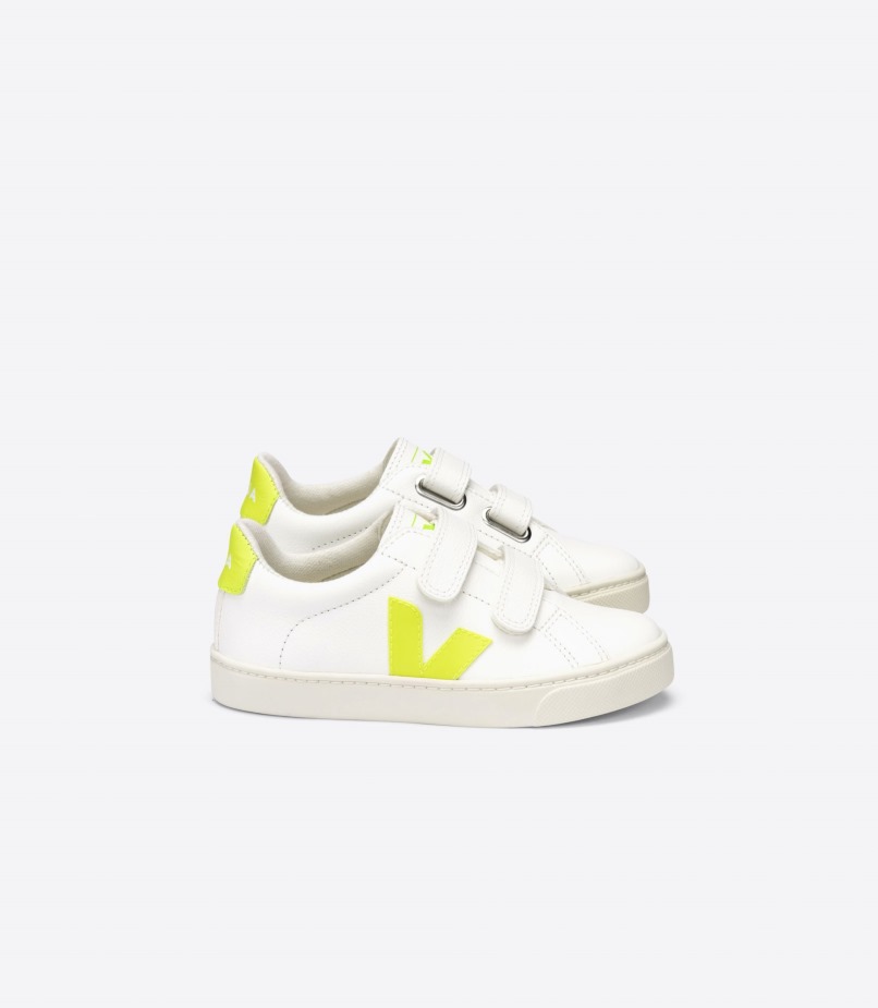 Veja Série Chromefree Couro Branco Jaune Fluo