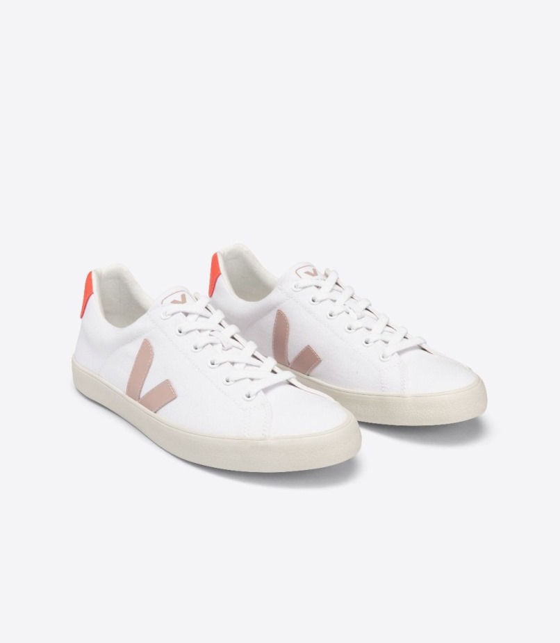 Premium Se Canvas White Babe Orange Fluo Veja