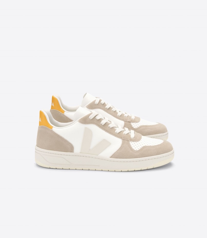 Premium Veja Chromefree Leather White Sahara Ouro