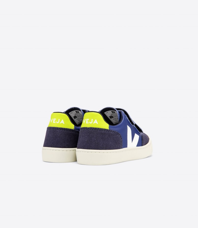 Premium Veja Couro Sem Cromo Branco Cobalto Jaune Fluo