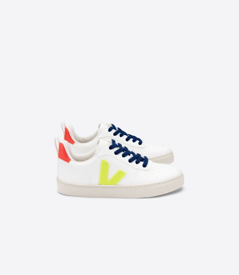 Veja Série Laces Cwl Branco Fluo Amarelo Fluo Laranja