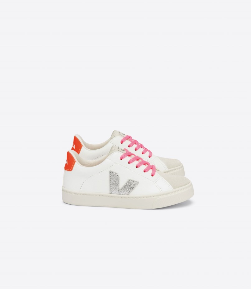 Atacadores Chromefree Branco Prateado Laranja Fluo Premium Veja