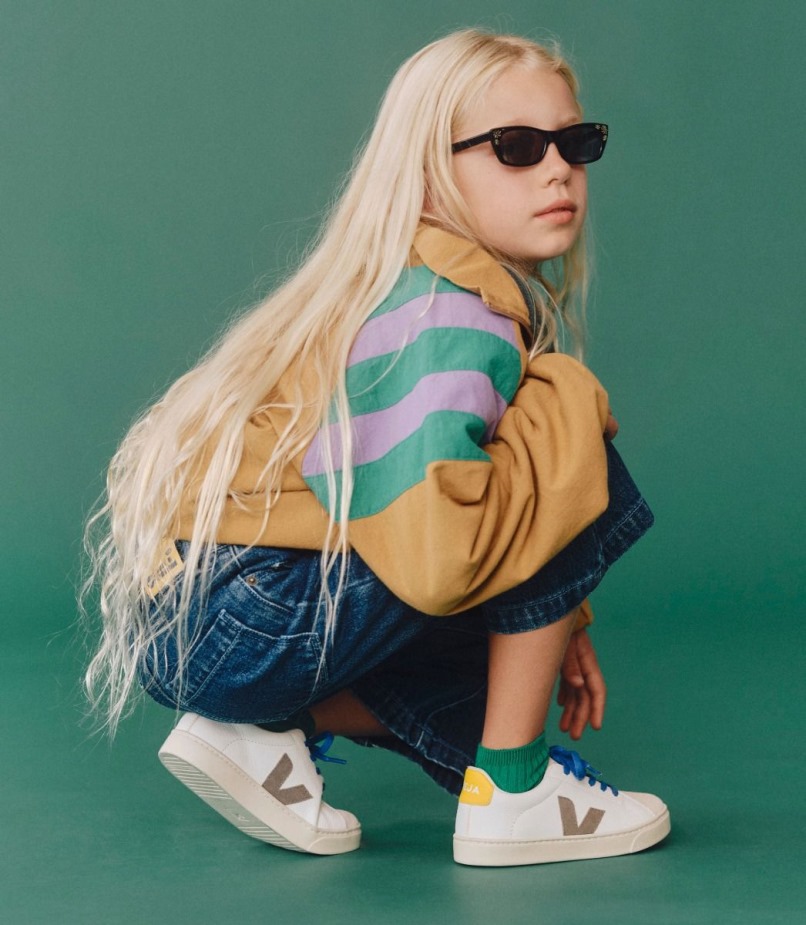 Veja Atacadores Originais Couro Sem Cromo White Moonrock Tônico