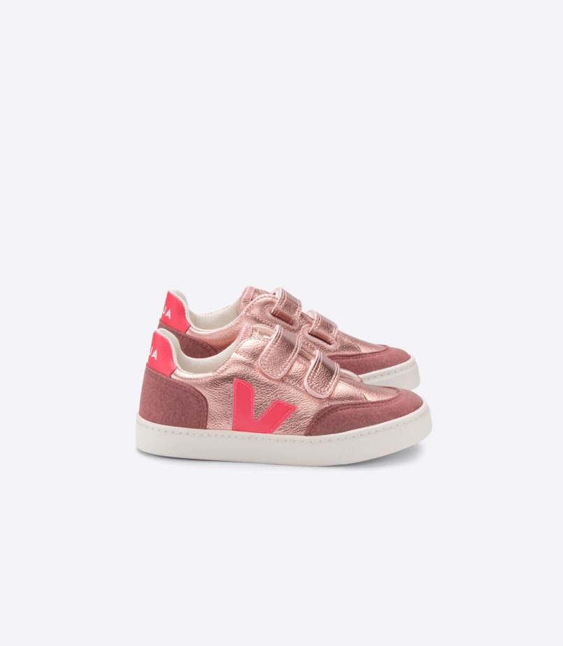 Chromefree Leather Nacre Rose Fluo Veja
