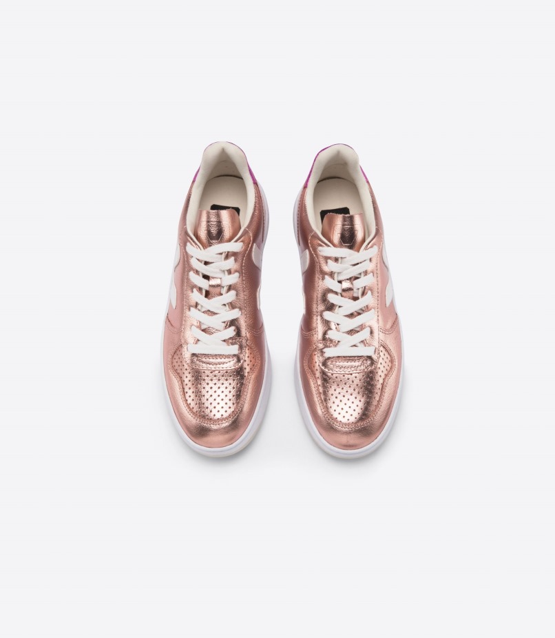 Leather Nacre White Fushia Veja Series