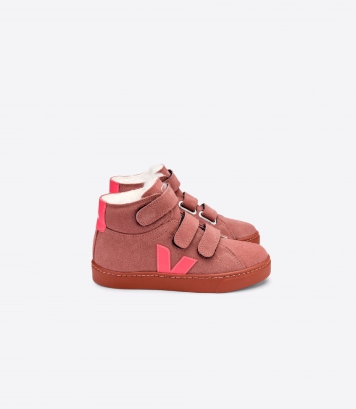 Veja Esplar Mid Fured Suede Dired Pétala Rose Fluo