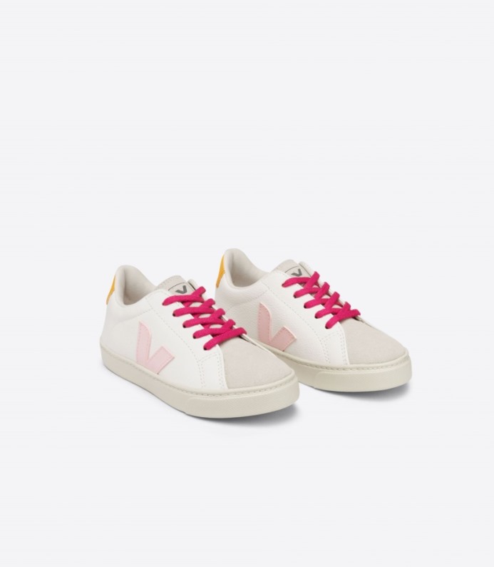 Veja Esplar Laces Chromefree Leather White Petale Ouro