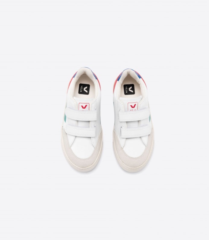 Veja V-12 Leather White Emeraude Pekin