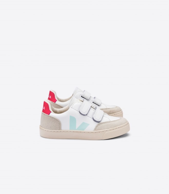 Veja V-12 Leather White Menthol Rose Fluo