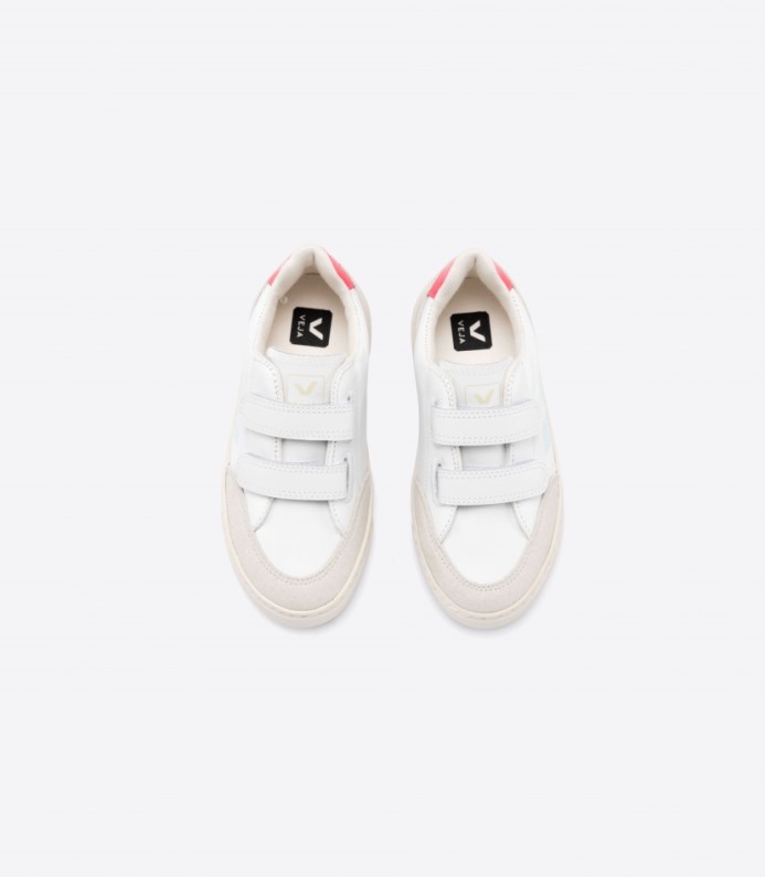 Veja V-12 Leather White Menthol Rose Fluo