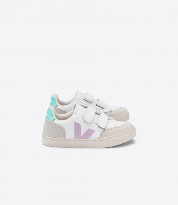 Veja V-12 Leather White Parme Turquoise