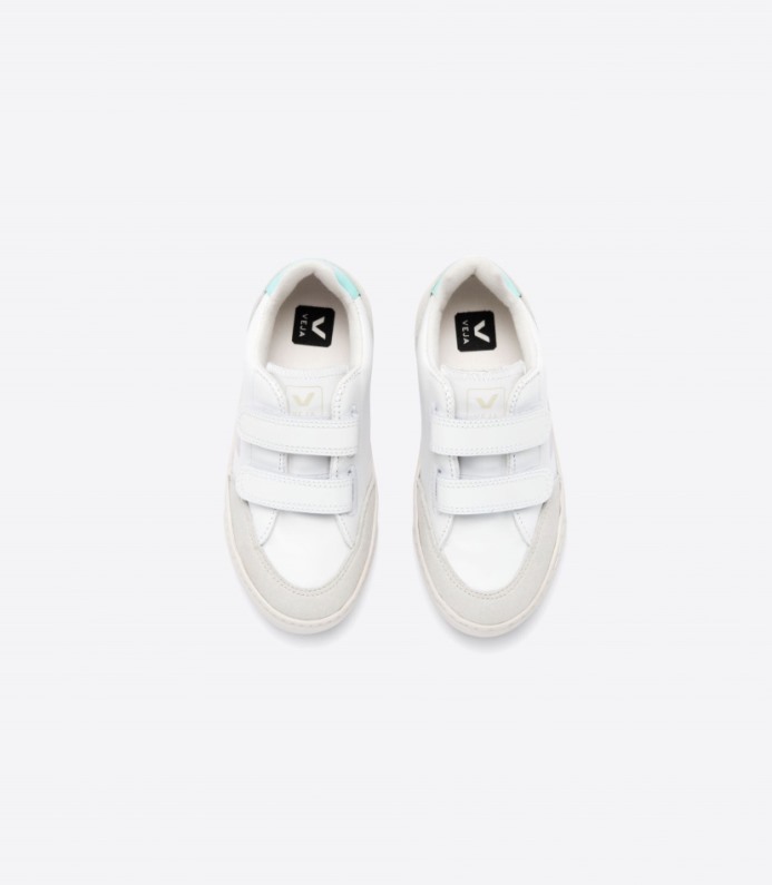Veja V-12 Leather White Parme Turquoise