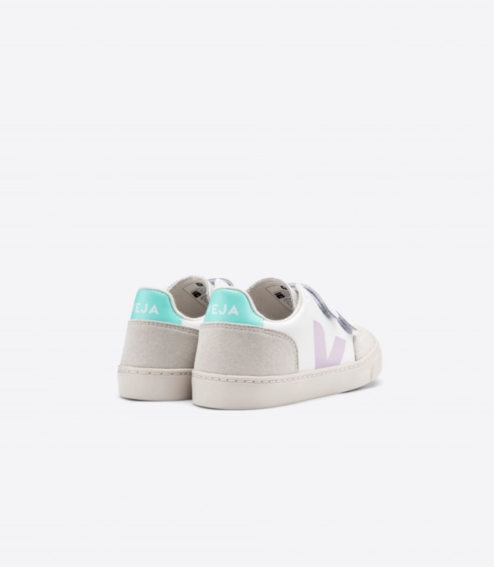 Veja V-12 Leather White Parme Turquoise