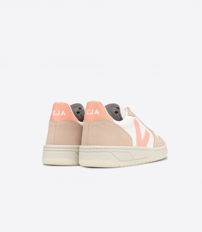 Veja V-10 Alveomesh Branco Bellini Amêndoa