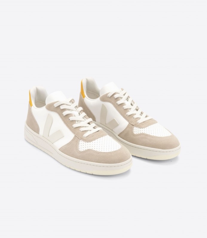 Veja V-10 Chromefree Leather White Sahara Ouro