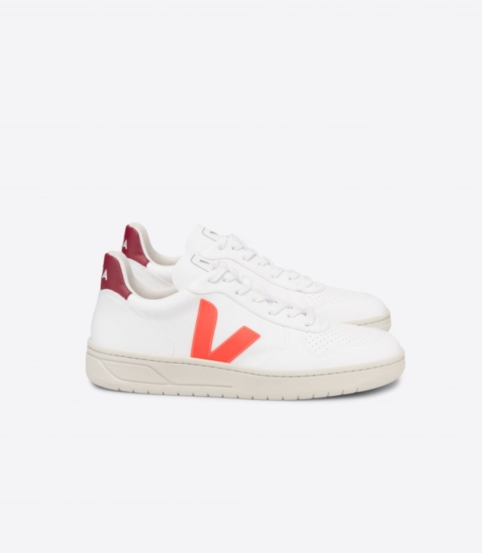 Veja V-10 Cwl White Orange-fluo Marsala