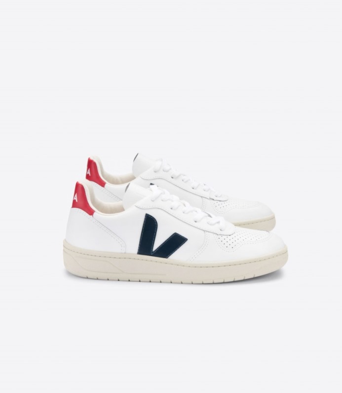 Veja V-10 Couro Branco Náutico Pekin
