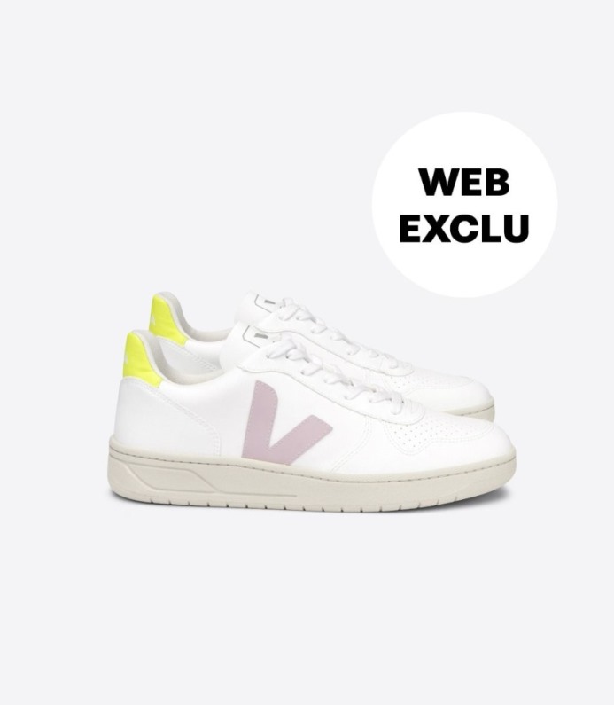 Veja V-10 Cwl White Parme Jaune-fluo