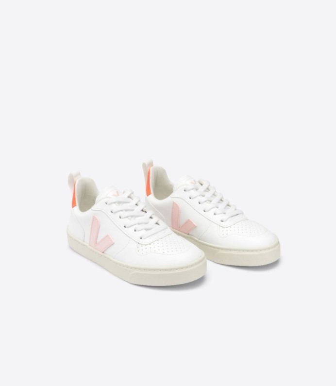 Veja Cadarços V-10 Cwl White Petale Orange Fluo