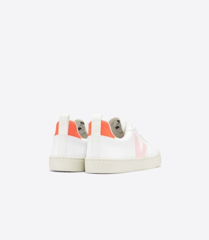 Veja Cadarços V-10 Cwl White Petale Orange Fluo